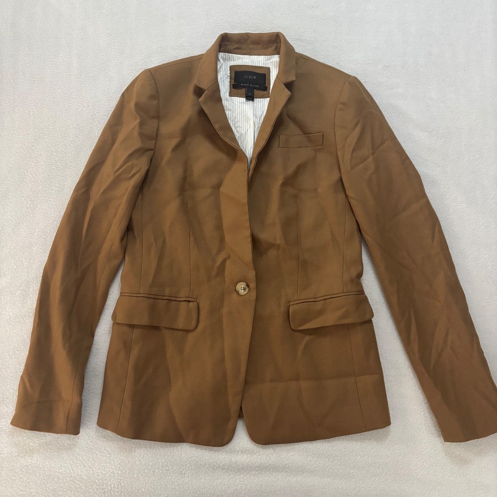 J.Crew Regent Blazer Camel Brown Wool Blend Tall Size 2T Single Button Jacket